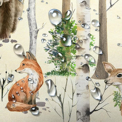 JAWO Rustic Forest Shower Curtains, Lodge Cabin Woodsy RV Shower Curtain, Wildlife Animals Woodland Campers Camping Bathroom Set with Hooks, 60X70 Inch, Beige