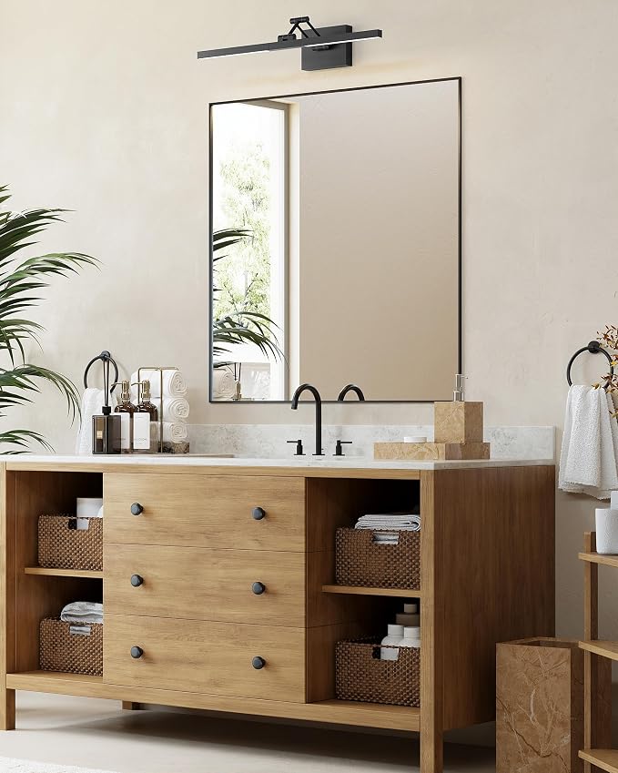 VONLUCE 24" Modern LED Bathroom Vanity Light, Matte Black | 3CCT, Flicker-free, 360° Rotatable Head & Swing Arm, IP44 waterproof Bathroom Light Fixture Over Mirror for Bathroom, Picture