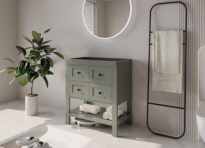 eclife 30" Bathroom Vanity with Sink Combo, Modern Painted Vanities Cabinet with Big Drawers, Opening Bottom Shelf, Raised Foot Pads, Exclude Undermount Sink, Faucet & Drain, Green