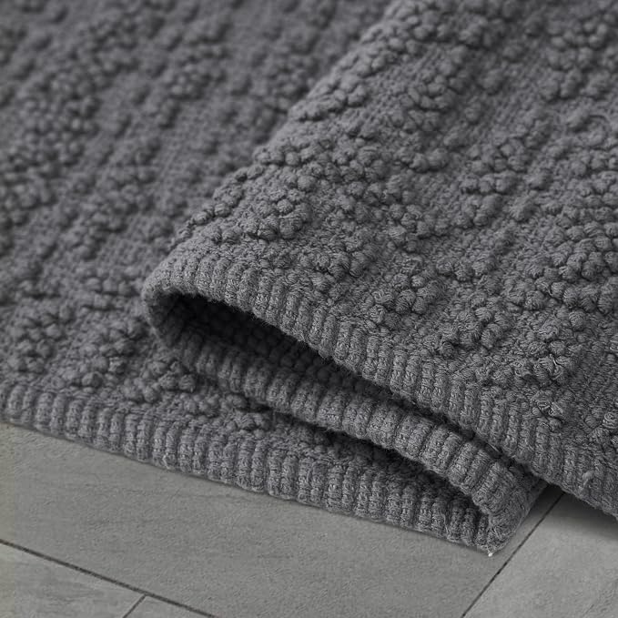 French Connection Nellore Bath Rugs, Woven and Beaded Bath Mats, Durable and Thick Bath Mats for Bathroom and Shower Rugs, 26" x 49", Charcoal