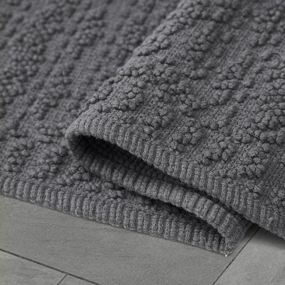 French Connection Nellore Bathroom Rugs, Woven and Beaded Bathroom Mats, Durable Bath Rugs, Thick Bath Mats for Bathroom and Shower Rugs, 17" x 28", Dark Gray Charcoal