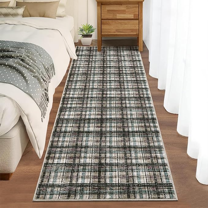 Washable Runner Rug 2x6 Modern Bathroom Rugs Non Slip Kitchen Rugs with Rubber Backing Entryway Rug Soft Non Shedding Stain Resistant Carpet for Laundry Hallway Bedside 2'x6'