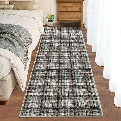 Washable Runner Rug 2x6 Modern Bathroom Rugs Non Slip Kitchen Rugs with Rubber Backing Entryway Rug Soft Non Shedding Stain Resistant Carpet for Laundry Hallway Bedside 2'x6'