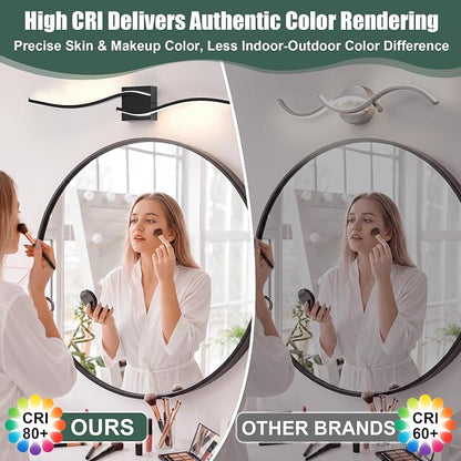LED Bathroom Vanity Light Dimmable 5CCT 40in, Matte Black | 2700K-6500K Selectable, CRI>80, Rust-Proof Metal & Acrylic, ETL Certified, For Bathroom Mirrors, Washrooms, Vanity Areas