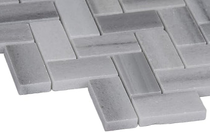 MSI Bergamo 12 in. x 12 in. Herringbone Polished Marble Mosaic Tile, Mesh-Mounted, for Kitchen Backsplash, Bathroom, Floor, Accent Wall, and Shower Wall, Gray