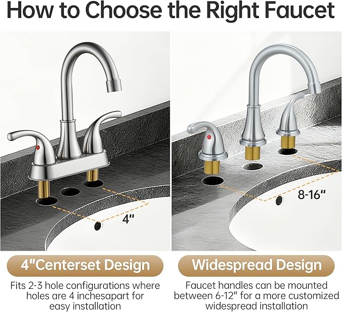 Bathroom Faucet 3 Holes, 8 Inch Widespread Faucet 2 Handle Bathroom Sink Faucets Lead-Free Brushed Nickel Bath Sink Faucets with Pop-up Drain Stopper and Supply Hoses