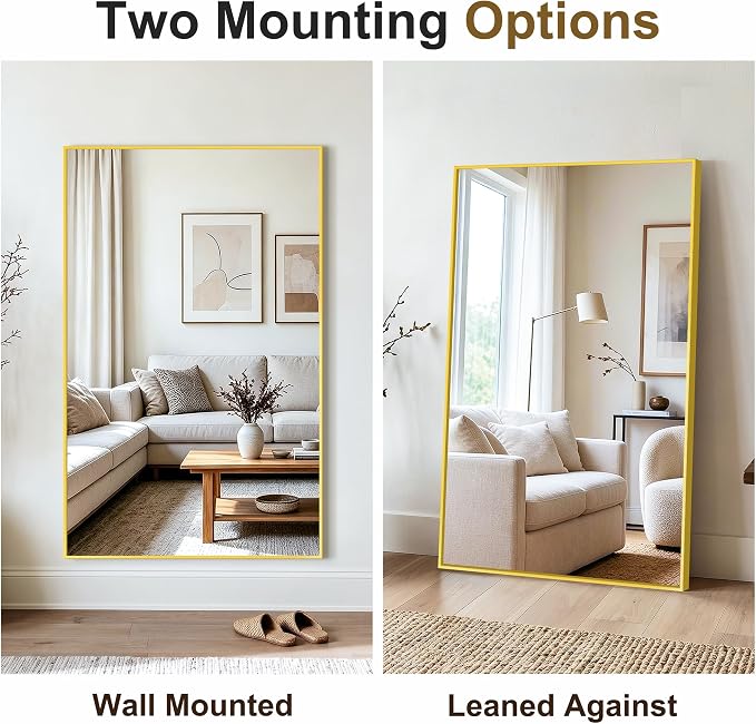 Bathroom Vanity Mirror for Over Sink, 48x30 Inch Matte Gold Mirror | Shatterproof Tempered Glass, Anti-Rust Metal Frame, Rectangle Wall Mirrors for Bedroom, Living Room & Entryway