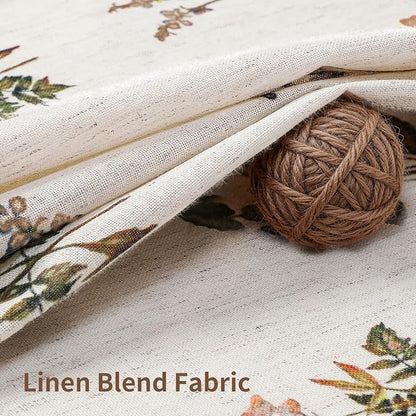 Colorful Star Farmhouse Beige Floral Linen Shower Curtain, 72" W x 72" L | Waterproof Shower Curtain Set with 12 Clear Hooks for Bathroom, Vintage Boho Farmhouse Linen Fabric Bathroom Curtains