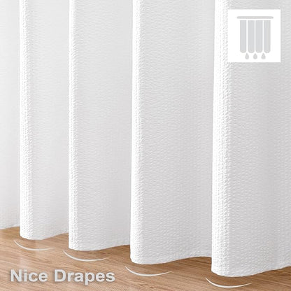 Berry White Shower Curtain, Embossed Textured Fabric Shower Curtain for Bathroom - Soft Cloth & Hotel Spa Luxury, Water Repellent, Machine Washable Shower Curtain, 72X72, White