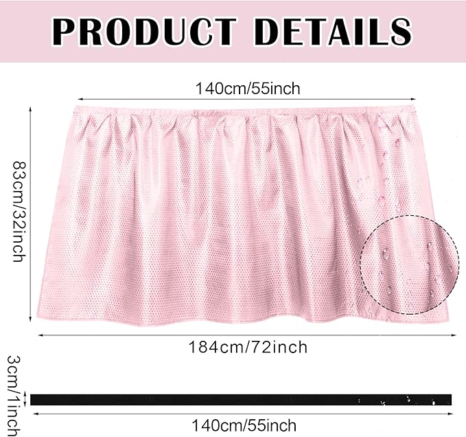 Fabric Sink Skirt Diamond Bathroom Stitch Self Stick Adhesive Waterproof Fabric Under Sink Curtain Skirt 55 x 32 Inch Adds Bathroom Storage(Pink,Fashion Style)
