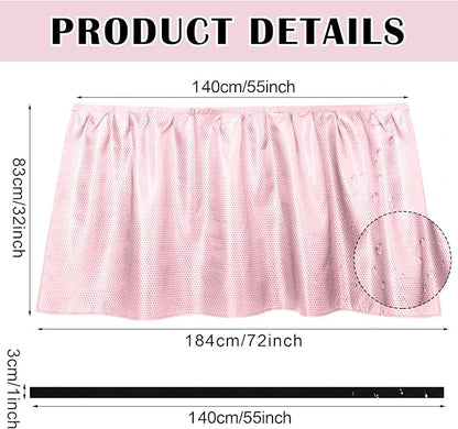 Fabric Sink Skirt Diamond Bathroom Stitch Self Stick Adhesive Waterproof Fabric Under Sink Curtain Skirt 55 x 32 Inch Adds Bathroom Storage(Pink,Fashion Style)