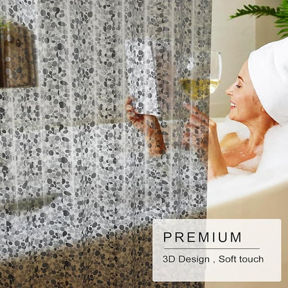 Shower Curtain Liner, 100% Waterproof Eva Shower Curtains with 3 Duty Heavy Bottom Magnets and 12 Rust Proof Grommets, 72x72 Weighted Shower Liner for Shower Stall, Bathtubs