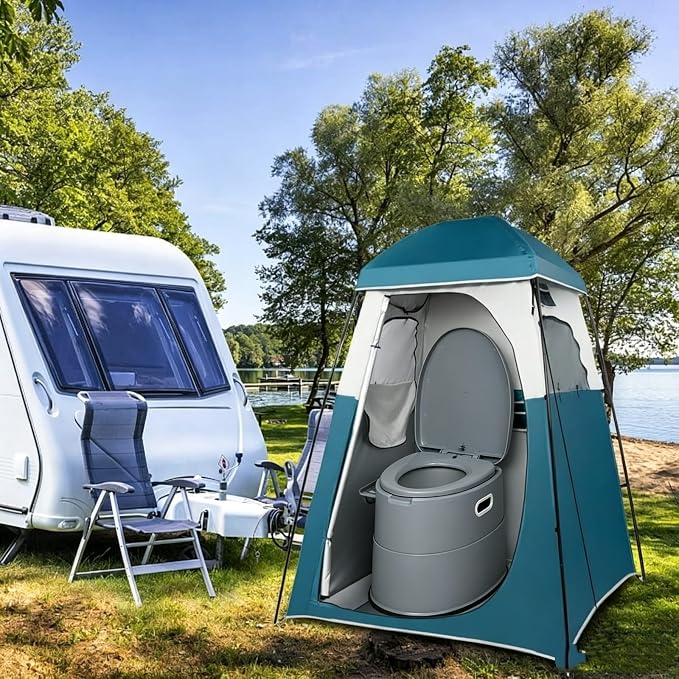 Portable Toilet with Non-Slip Mat, Leak-Proof & Odorless Travel Toilet, Grey