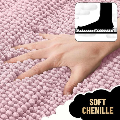 OLANLY Thick Bathroom Rugs 36x24, Chenille Striped Bath Rugs, Dusty Rose | Rubber Backing, Machine Wash, Extra Soft Absorbent Bath Mats for Bathroom Floor, Tub and Shower, Home Decor Accessories