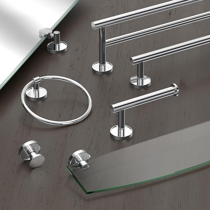 Gatco 5552 Sky Towel Ring | Modern Hand Towel Holder for Bathroom | Stylish Decorative Hardware, Heavy Duty Metal, EZ Ancor Mounting | Chrome