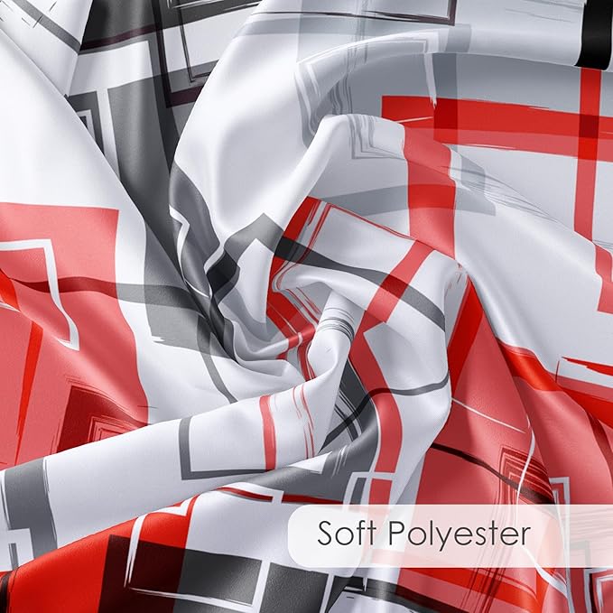 Red Geometric Modern Shower Curtain for Bathroom Decor,Grey Black and White Abstract Striped Shower Curtain with Hooks Mid Century Minimalist Bathroom Shower Curtain Set,78L X 72W inches