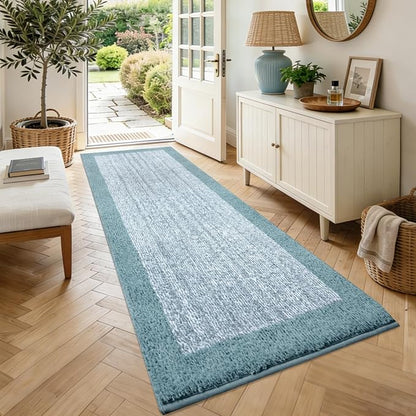 70x24 Long Bathroom Rugs Washable Non Slip, Dusty Blue Bath Mat for Bathroom Floor Tub, Soft Absorbent Quick Dry Mats for Shower, Bathtub,Home Decor