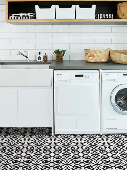 FloorPops Black Parma Peel & Stick Floor Tiles, FP3828