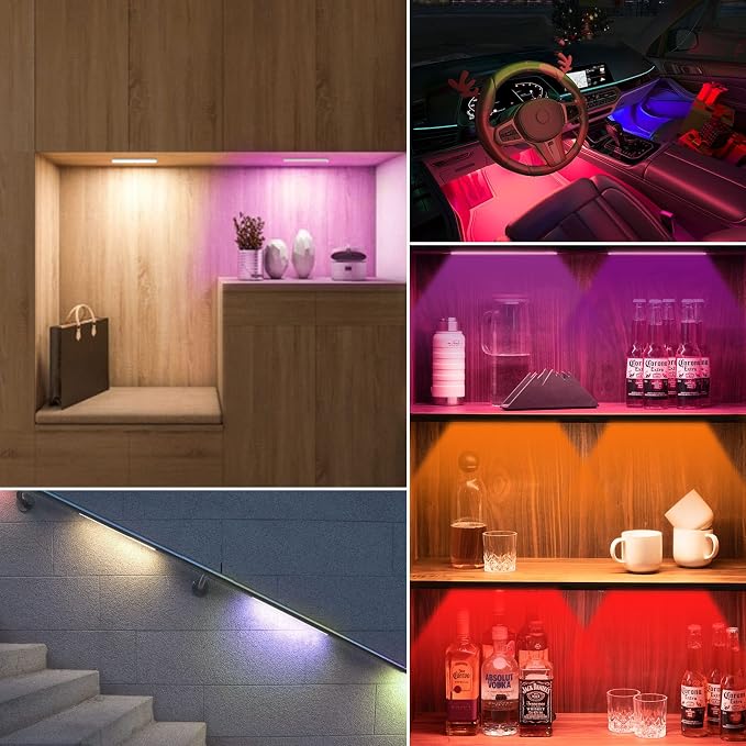 Under Cabinet Lighting Wireless, Motion Sensor Light Indoor, 2 Pack | Rechargeable, 15 Color Temps, Dimmable, Remote, LED Closet Light Magnetic, Under Counter Lights for Kitchen Shelf Home