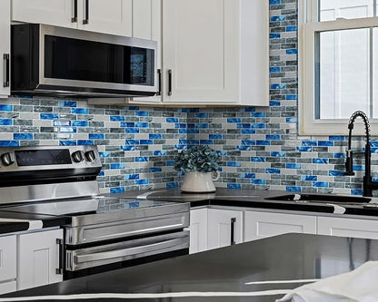 Peel and Stick Backsplash 3D Self Adhesive Marble Wall Tile 10 Sheet | Thick,Blue,Saphire,Sticky,Vinyl,12"x12",Marble,for Kitchen,Bathroom