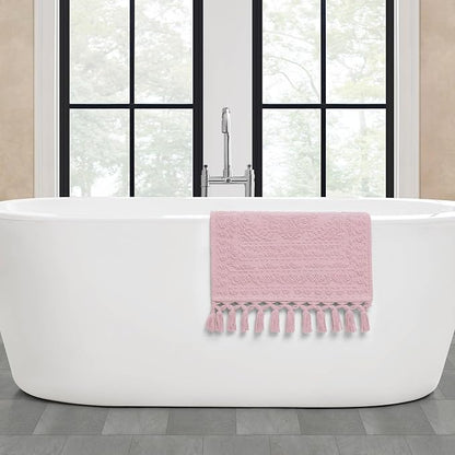 French Connection Nellore Bath Rugs, Woven and Beaded Bath Mats, Durable and Thick Bath Mats for Bathroom and Shower Rugs, 17" x 28", Light Purple