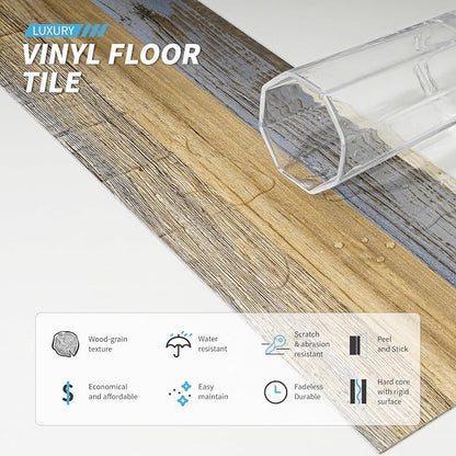 Art3d Wood Texture Peel and Stick Vinyl Floor Planks, 36-Pack, Aspen Yellow | Cover 54 sq.ft, Waterproof, Self-Adhesive, Scratch Resistant, Premium Vinyl, Ideal for Bedroom, Living Room, Kitchen, RV