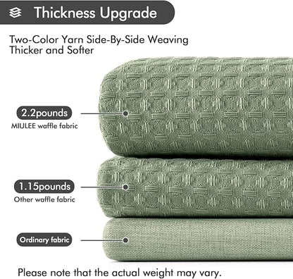 MIULEE Extra Long Waffle Weave Shower Curtain 84 Inch Long with 12 Metal Hooks Modern Washable 260GSM Heavy Fabric Waterproof Thick Cloth Shower Curtains Set for Bathroom Bathtub, Sage Green