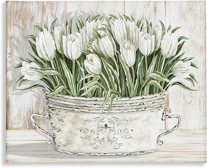 'Fresh White Tulip Flowers Vintage'| Canvas Art | Stupell Industries | 30 x 24 Inches, Easy to Hang and Sturdy, Made in USA, by Cindy Jacobs