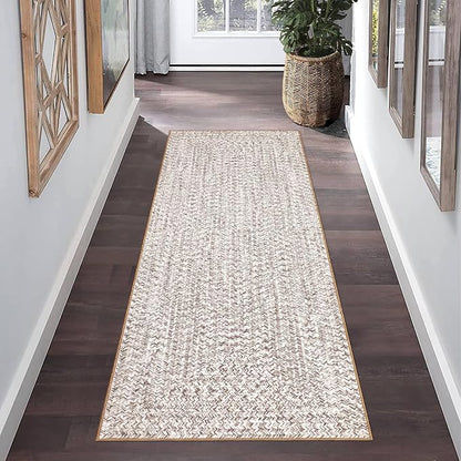 Printed Runner Rugs for Hallway 2x10 Kitchen Rugs Non Slip Washable Modern Soft Hallway Runner Contemporary Low Pile Rug for Living Room Bedroom Decor Nursery Rug, Beige/Grey