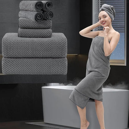 8 Piece Bathroom Towel Set Dark Gray |2 Oversized Large Bath Towels Sheet,2 Hand Towels and 4 Washcloths| 600GSM Ultra Soft Luxury Premium Towel Set Highly Absorbent Quick Dry Hotel Towel Collection