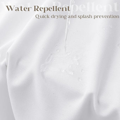 White Linen Shower Curtain for Bathroom Water Repellent 36x72 Inch | Narrow Stall Shower Curtains, Boho Farmhouse, Cotton Cloth Curtain, Machine Washable, with Hooks, 36 x 72 Inches