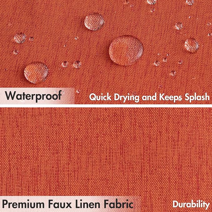 MIULEE Fall 72*84 Burnt Orange Terracotta Linen Shower Curtain Metal Hooks | Modern, Heavy Duty, Fabric Shower Curtain, Waterproof Thick Cloth Shower Curtain, Washable, Bathroom Hotel Bathtub