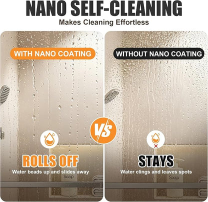 Frameless Shower Door,Frosted Sliding Shower Door for Bathtub, 56-60" W x 60" H-1/4” (6mm), 304 Stainless Steel Hardware, Nano Easy-Clean Glass, Quiet Rollers, Gold