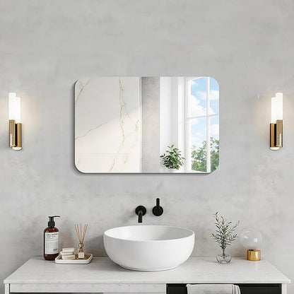 CILIBER Frameless Mirror, 16x24 Inch Rectangle Bathroom Mirror Rounded Corner, 3mm Tempered Glass Frameless Vanity Mirror with Polished Edge for Over Sink, Bedroom, Entryway, Vertical or Horizontal