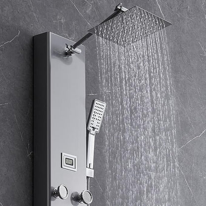 VEVOR Shower Panel Tower System, 5 Shower Modes, Digital Display Shower Panel, Rainfall, 8 Massage Jets, Tub Spout, 3-Setting Handheld Shower Head 59" Hose, Stainless Steel Wall-Mounted Shower Set