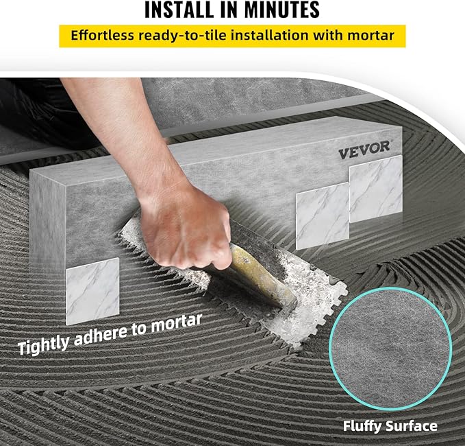 VEVOR Tile Shower Seat, 47.2" x 16" x 20" Ready to Tile Shower Seat, Factory Waterproof & 100% Leak Proof Tileable Shower Corner Seat, 440 lbs Load-Bearing Rectangular Board Shower Bench, Grey