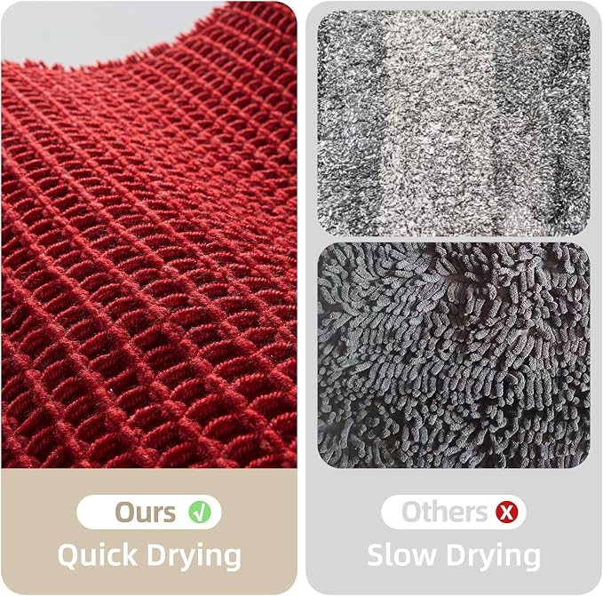 TYUU Waffle Bath Mat, Boho Bathroom Rugs Non Slip, 36x24 Burgundy | Super Absorbent Quick Dry Bath Rug, Non-Slip Backing, Soft Waffle Washable Farmhouse Bathroom Mats, Tub, Shower & Home Decor