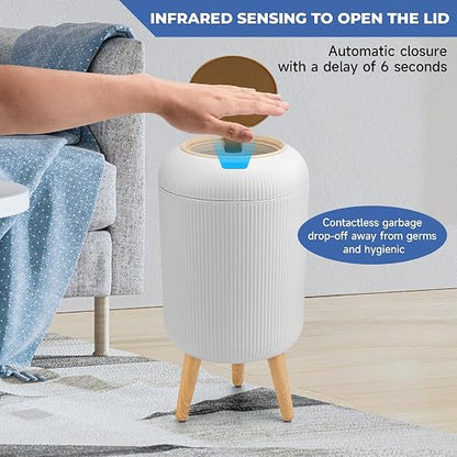 Pukomc 2 Pack Automatic Trash Can 12L /3 Gallon and 10L /2.64 Gallon | Bathroom Trash Bin with Lid Touchless Small Smart Motion Sensor Garbage Cans for Kitchen, Bathroom,Living Room and Bedroom