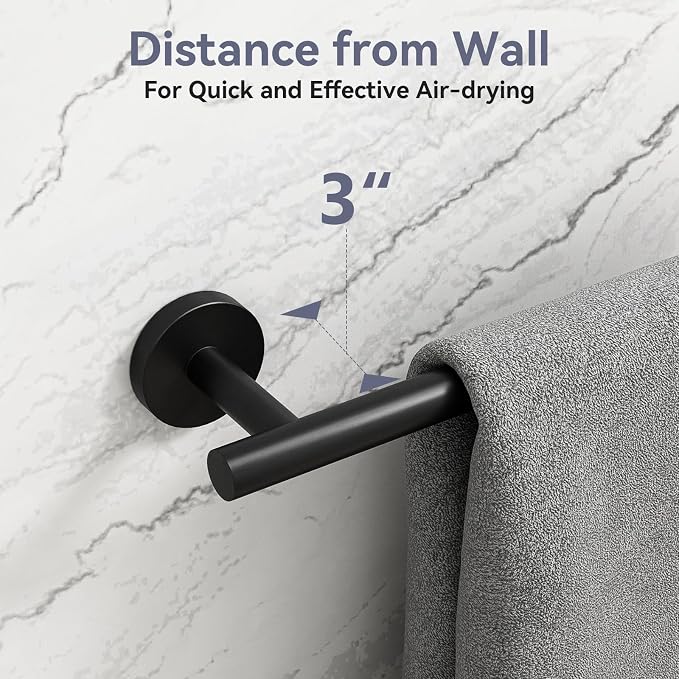 Matte Black Towel Bar, 30 Inch Bathroom Towel Rack | (Total Length 32-Inch), Towel Holder Wall Mounted, Thicken SUS304 Stainless Steel Towel Rod Modern Home Decor