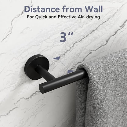 Matte Black Towel Bar, 30 Inch Bathroom Towel Rack | (Total Length 32-Inch), Towel Holder Wall Mounted, Thicken SUS304 Stainless Steel Towel Rod Modern Home Decor