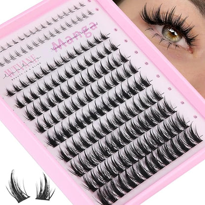 Manga Lash Clusters Wispy Eyelash Clusters DIY Anime Lash Extension with 5-6mm Bottom Lash Clusters and 8-16mm Cluster Eyelash Extensions 175Pcs Spiky Lashes Clusters D-Curly Individual Lashes