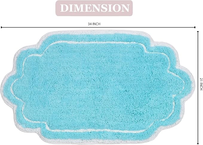 Home Weavers Allure Collection 100% Cotton Tufted Bathroom Rug, Soft and Absorbent Bath Rugs, Non-Slip Bath Carpet, Machine Wash Dry Bath Mats for Bathroom Floor, 21"x34" Bath Rug, Turquoise
