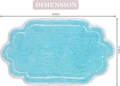Home Weavers Allure Collection 100% Cotton Tufted Bathroom Rug, Soft and Absorbent Bath Rugs, Non-Slip Bath Carpet, Machine Wash Dry Bath Mats for Bathroom Floor, 21"x34" Bath Rug, Turquoise