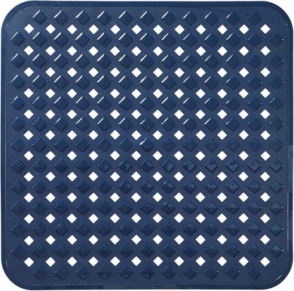 Yimobra Square Shower Mat Non Slip, Super Strong Suction Cups, 21"X21" Bath Tub Mat with Drain Holes, Machine Washable Fast Draining Bath Mats, Bathroom Essentials,Navy Blue