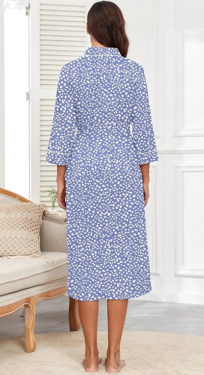 PrinStory Womens Robe Long Knit Bathrobe Lightweight Soft Robes Ladies Bath Robe