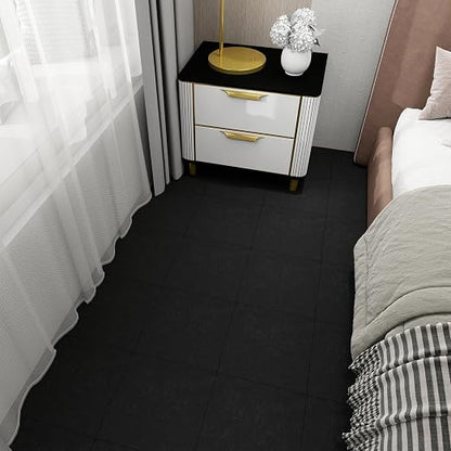 20-Pack 12"x12" Peel and Stick Floor Tiles Waterproof Self Adhesive Vinyl DIY Flooring for Bedroom, Bathroom, Kitchen, RV, Cover 20 Sq. Ft, Matte Black
