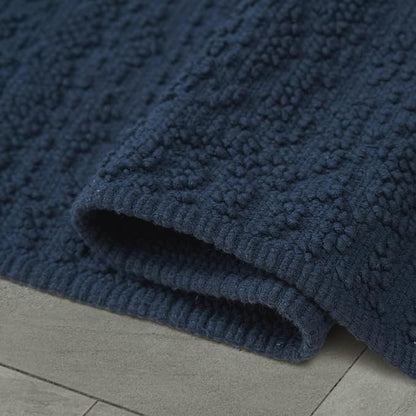 French Connection Nellore Bath Rugs, Woven and Beaded Bath Mats, Durable and Thick Bath Mats for Bathroom and Shower Rugs, 26" x 49", Navy