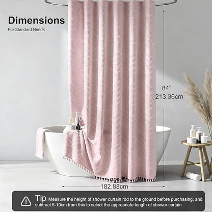 Siiluminisoy Blush Shower Curtain Fabric Shower Curtain for Bathroom 72 x 84 Tufted Chevron Textured Striped Modern Farmhouse Minimalist for Bathroom