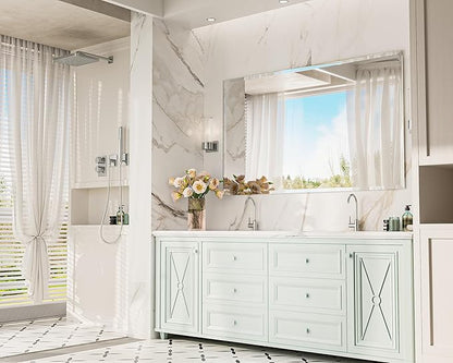Keonjinn Beveled Bathroom Mirror 60” x 36“, Rectangle Mirrors for Bathroom Sink, Large Wall Mirror,Shatterproof, Modern Decorative for Living Room, Entryway, Bedroom, Horizontal/Vertical