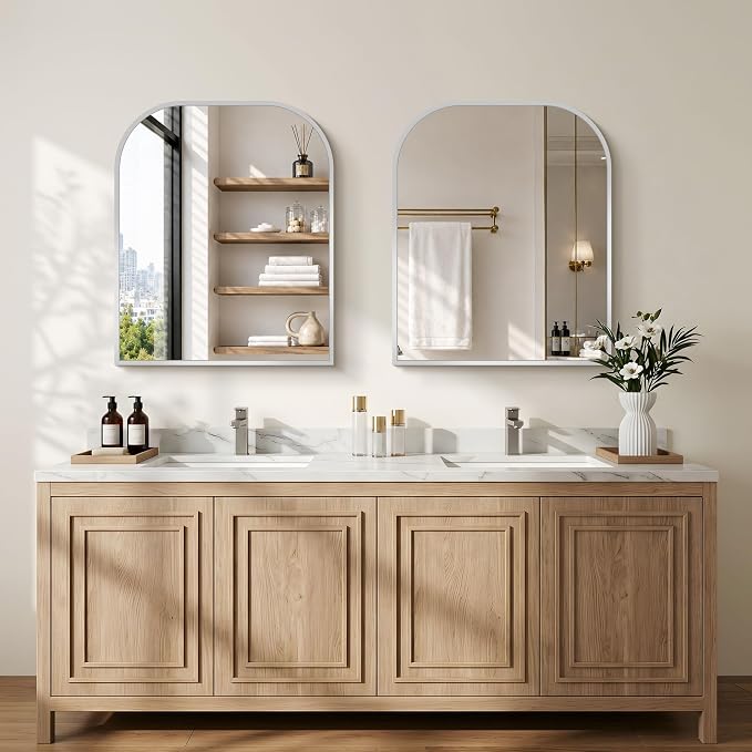 COFENY Bathroom Mirror, 30x36 inch Silver Rectangle Wall Mounted Mirror with Thin Frame, Bathroom Vanity Mirrors for Over Sink, Entryway, Living Room, Bedroom